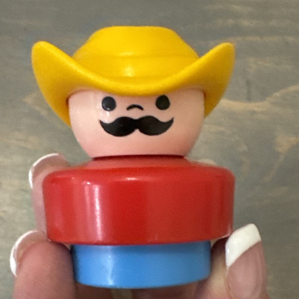 Fisher-Price 1990 Chunky Little People Cowboy With Mustache